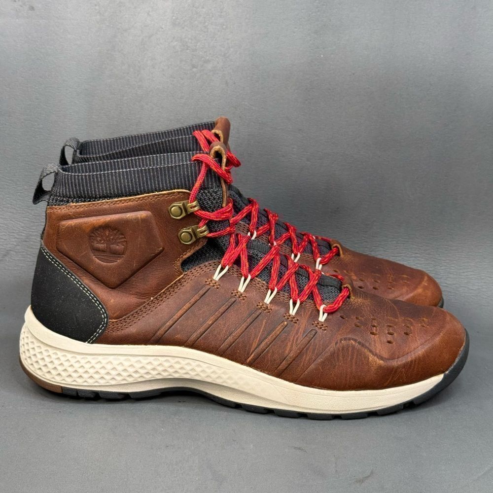 Timberland Mens FlyRoam Trail Mid Leather Forty Wheat sneaker boot Sz 10